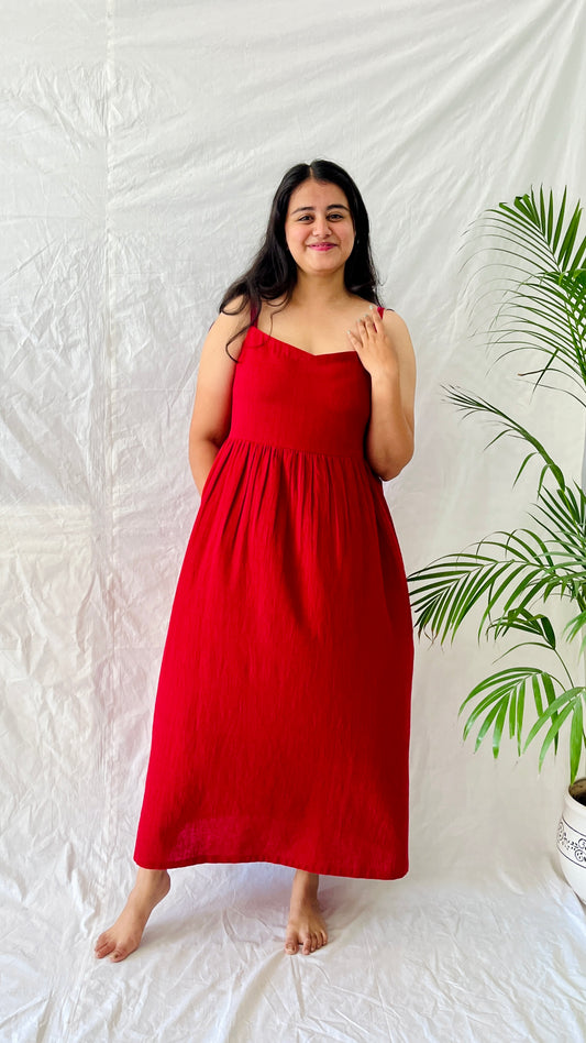 Crimson Breeze Slip Dress
