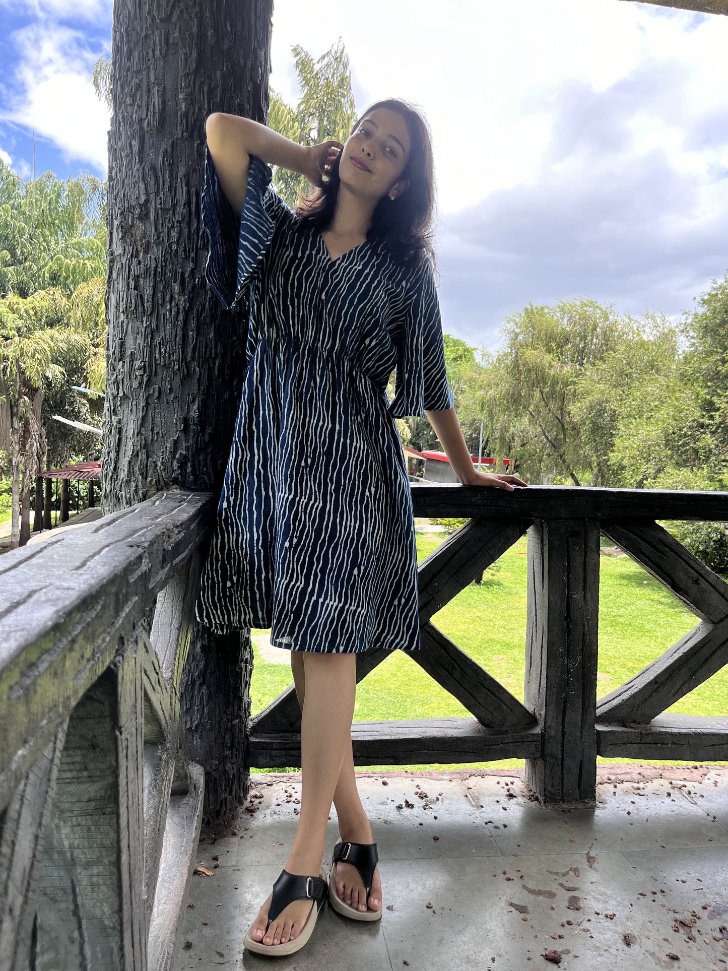 Indigo Waves Dress