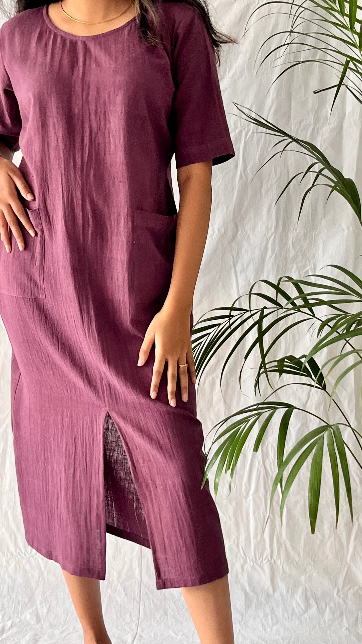 Pure Mauve Pocket Dress