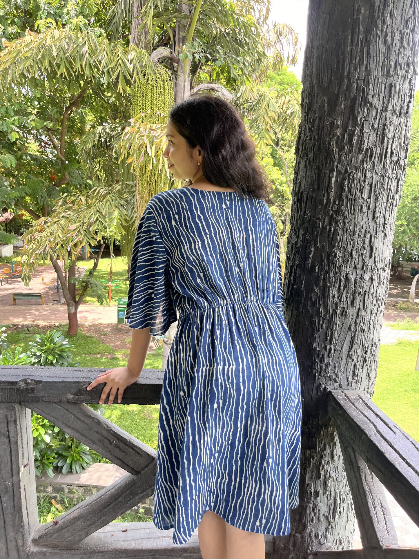 Indigo Waves Dress