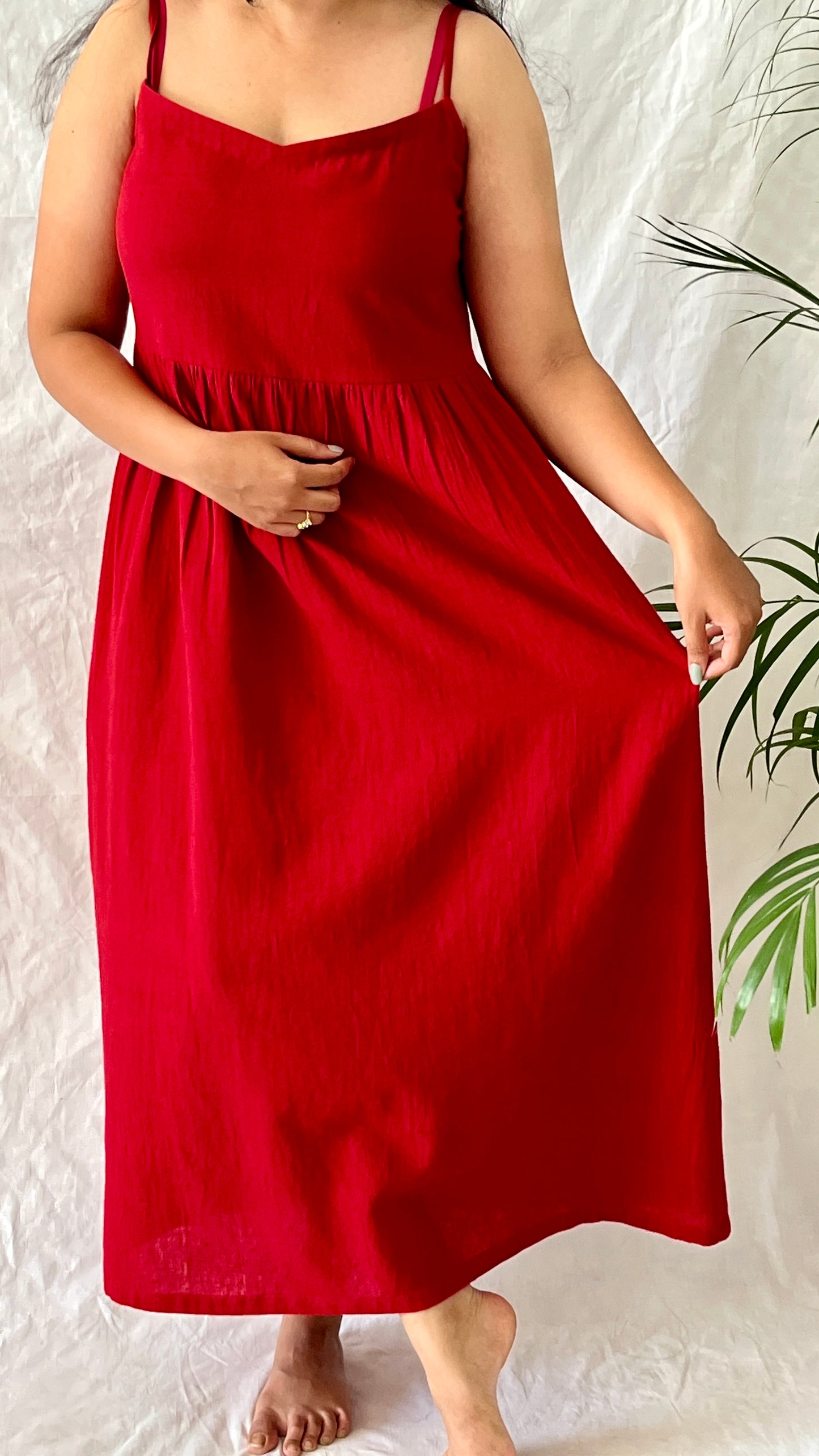 Crimson Breeze Slip Dress