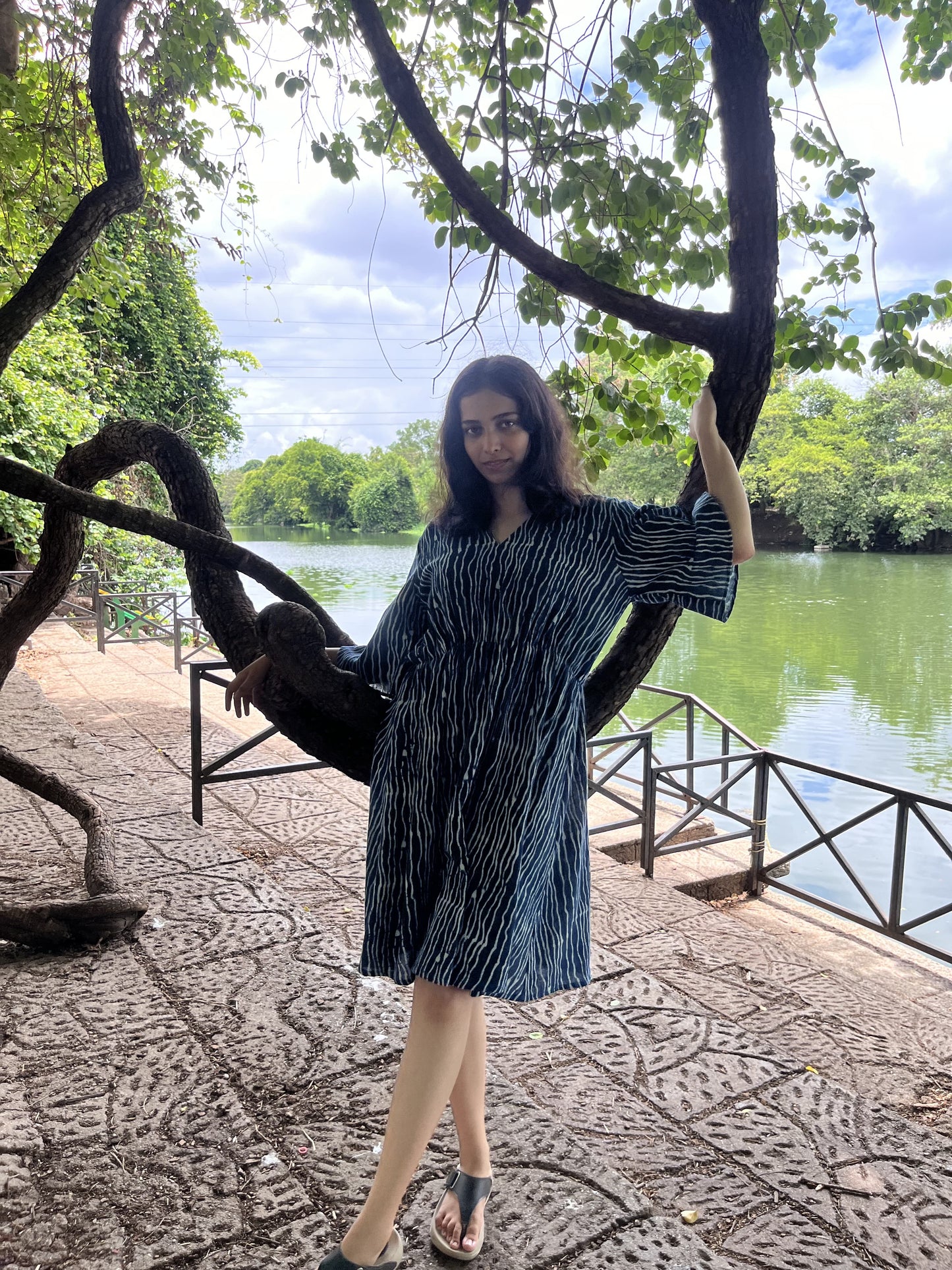 Indigo Waves Dress