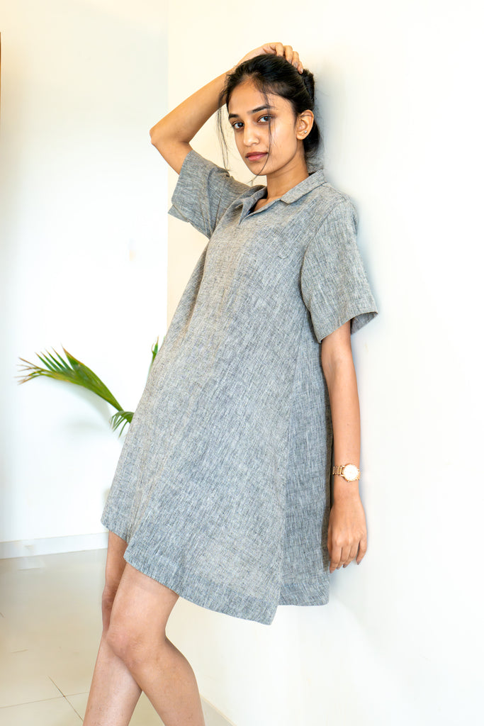 Charcoal Collar Charm Dress