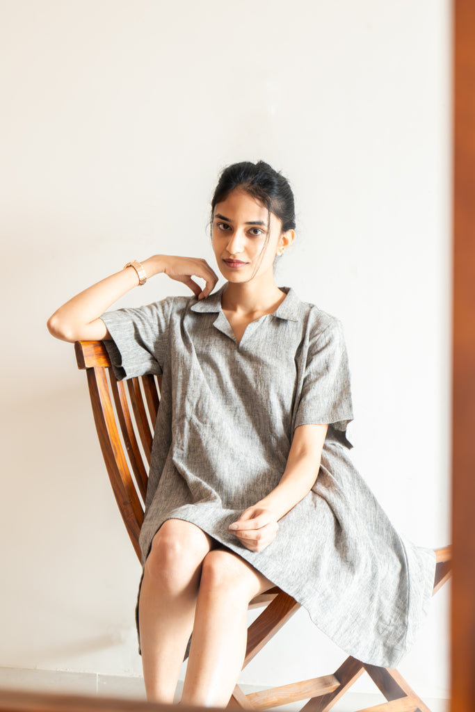 Charcoal Collar Charm Dress