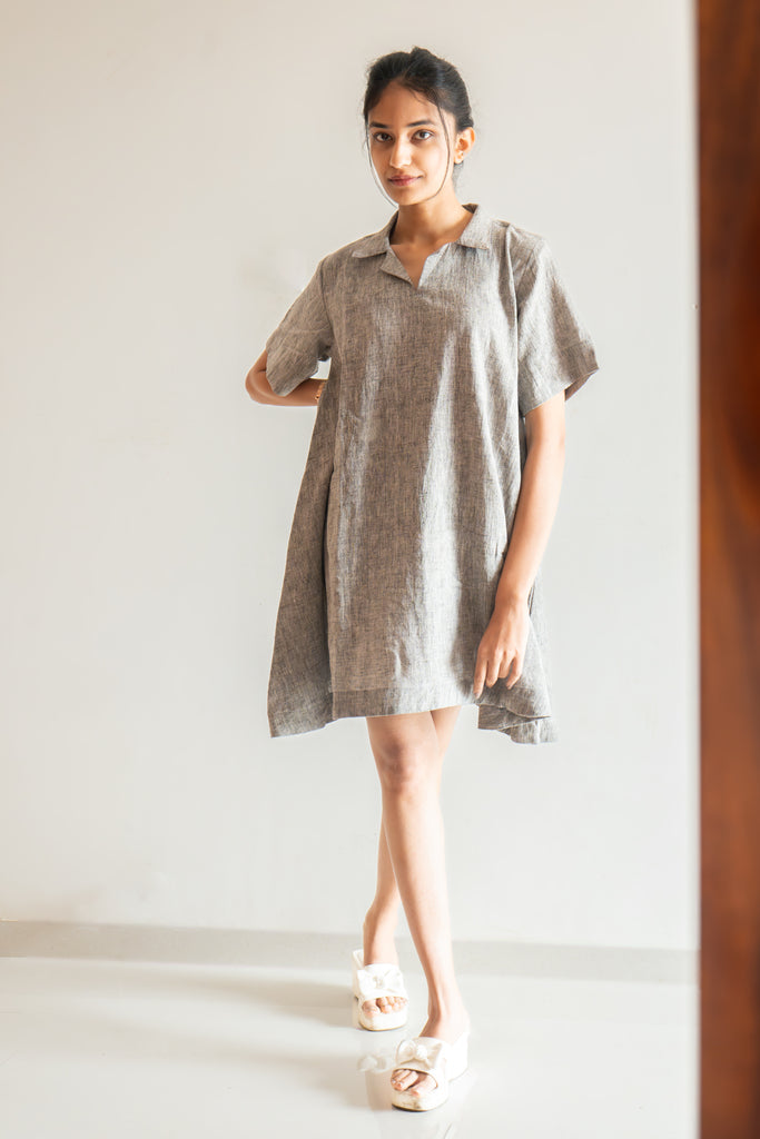 Charcoal Collar Charm Dress