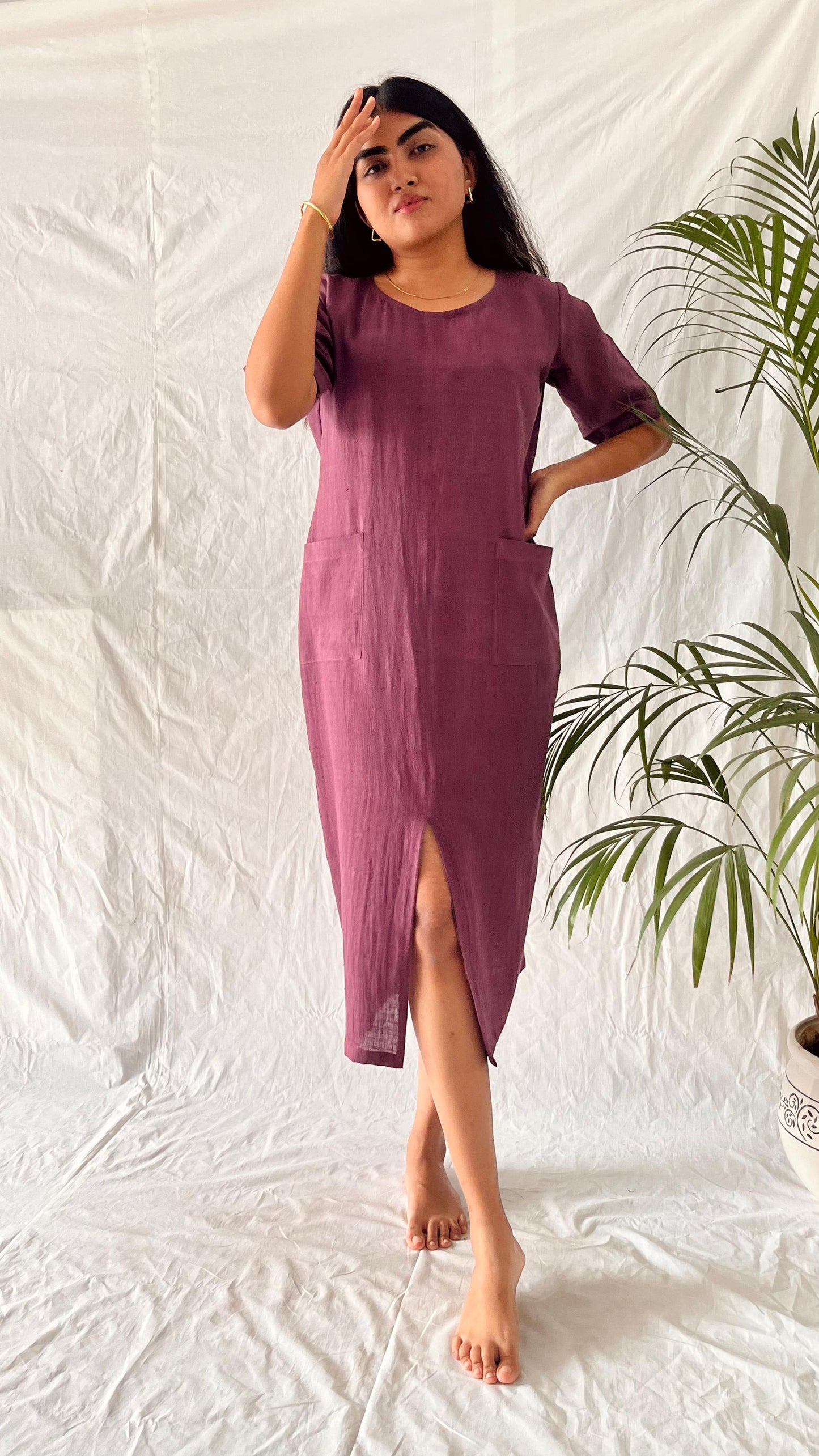 Pure Mauve Pocket Dress