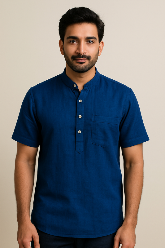 Indigo Horizon Half Sleeve Kala Cotton Shirt
