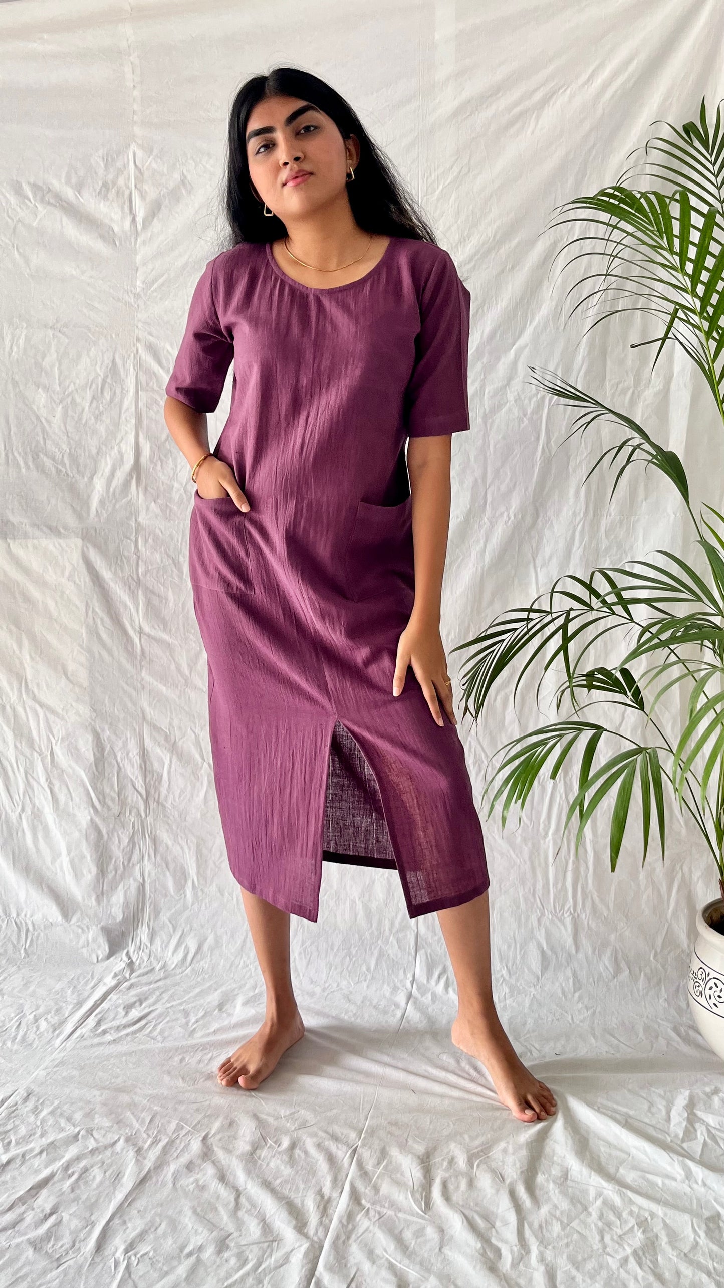 Pure Mauve Pocket Dress