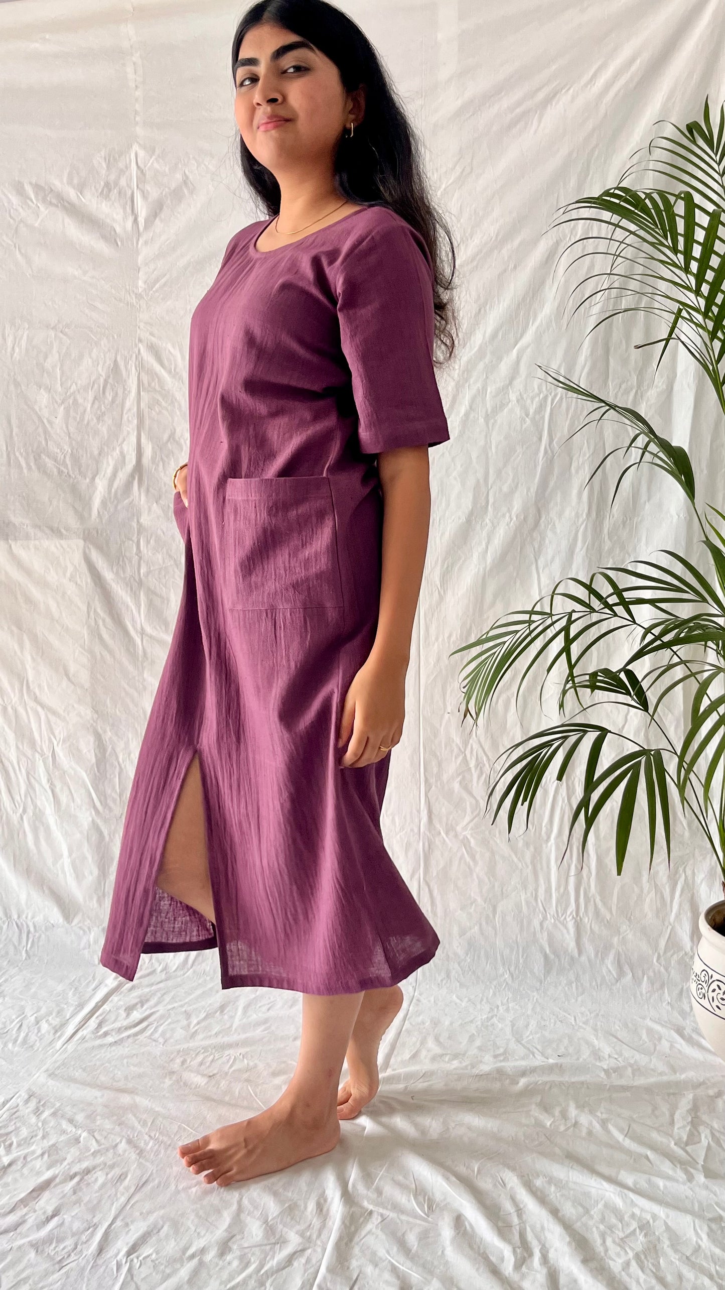 Pure Mauve Pocket Dress