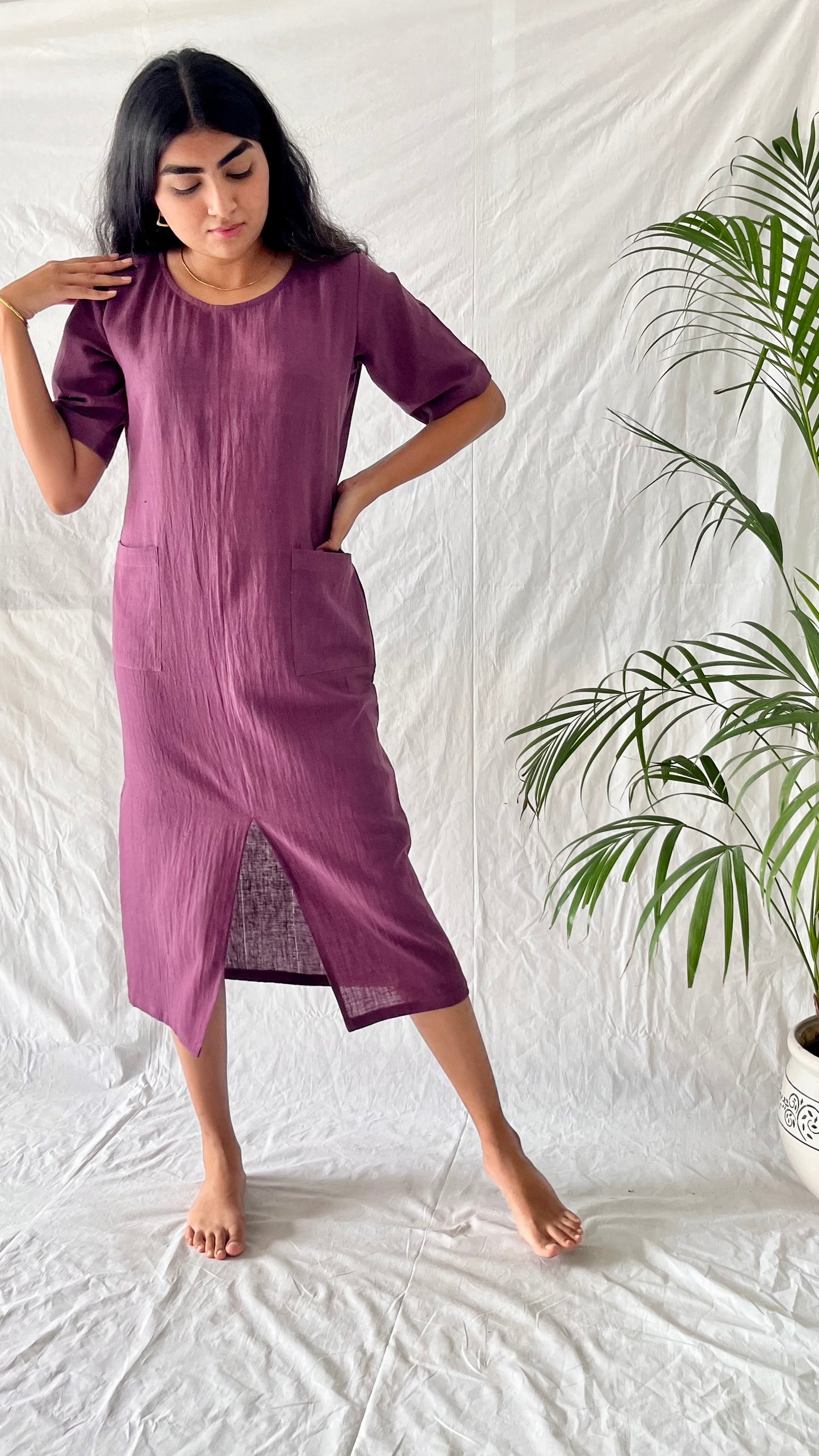 Pure Mauve Pocket Dress